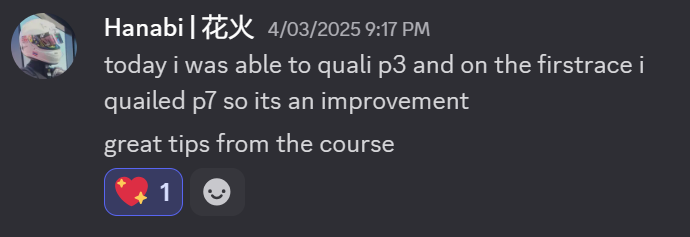 Hanabi — good qualifying and lap time screenshot
